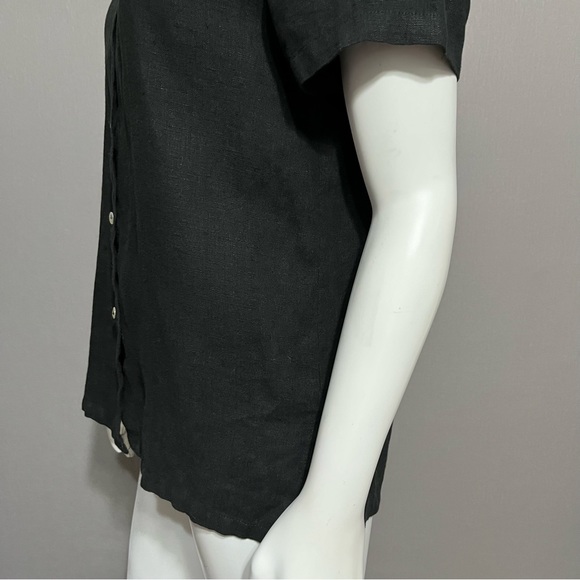 SOLD⭐️Comfy 100% Linen Black Short Sleeve Shirt Sz-Medium - Picture 7 of 9